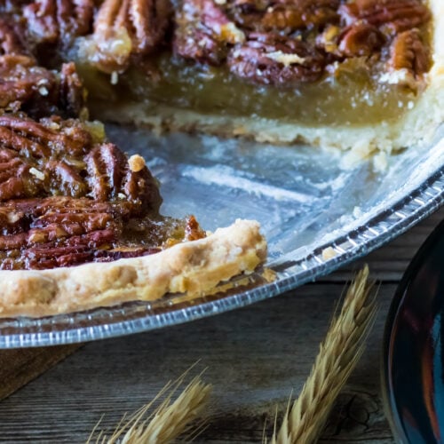 pecan pie in pan.