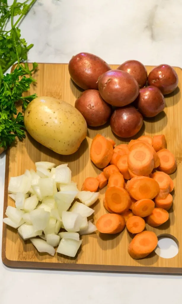 Onions, carrots and potatoes. 