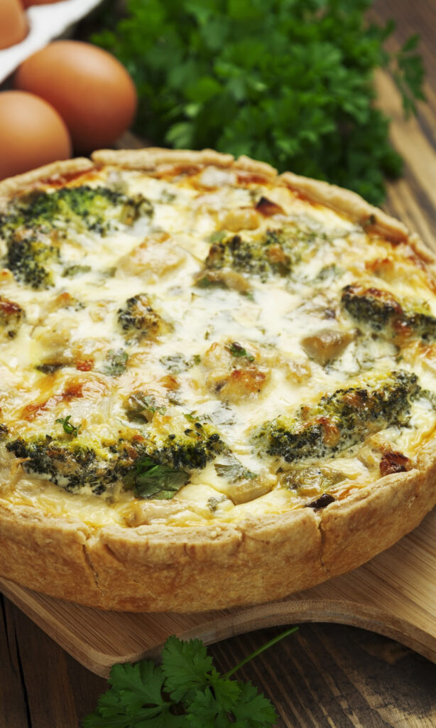 Vegetable Cheese Quiche with Broccoli.