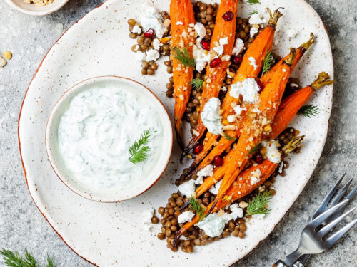 Vindaloo Curry Spiced Carrots on plate.