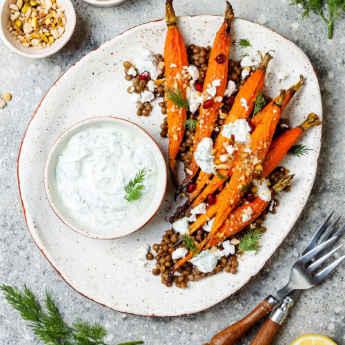 Vindaloo Curry Spiced Carrots on plate.