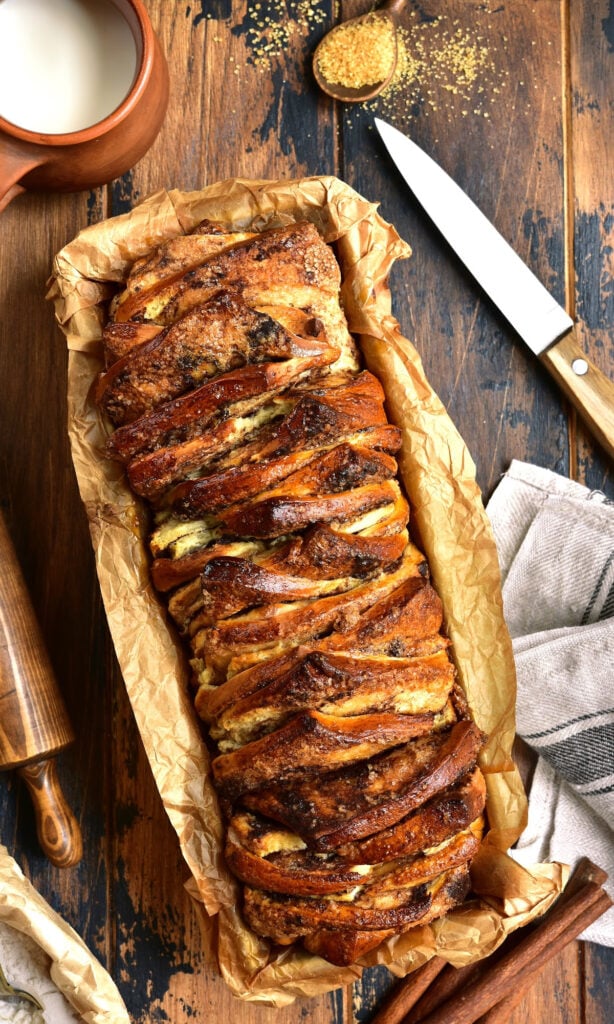 Bacon Pull Apart Bread on cutting board.