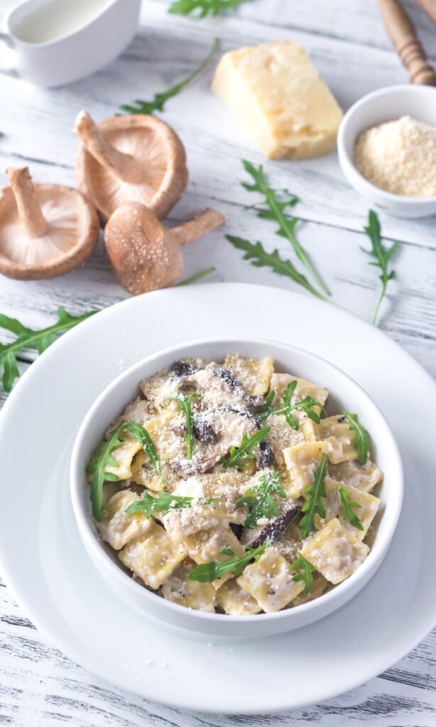 creamy bacon ranch pasta salad and ingredients.