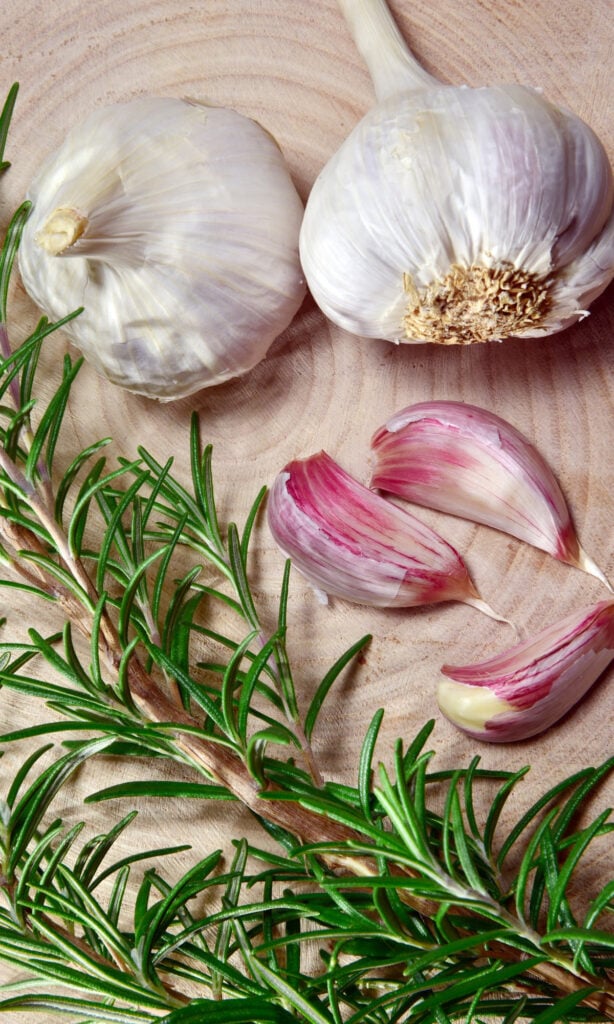 Ingredients on a cutting board. 