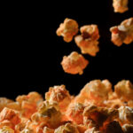 popcorn on black background.