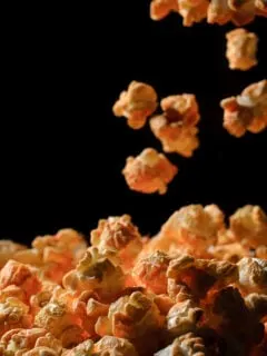 popcorn on black background.
