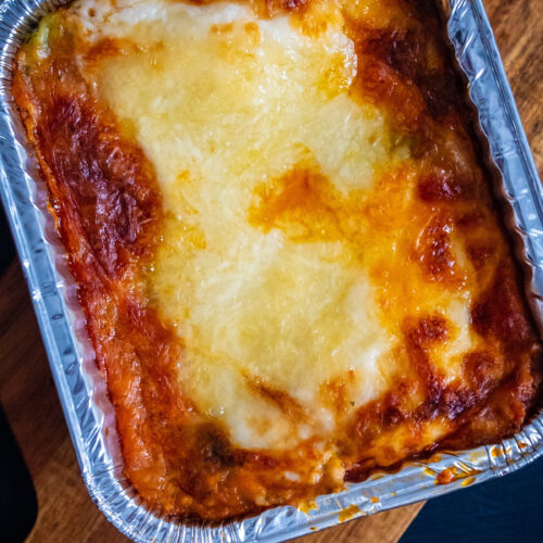 pan of easy gift lasagna.