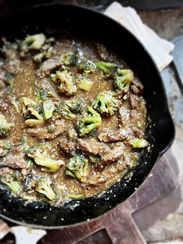 Beef and broccoli ready for the final touches.