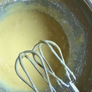 cream cheese, eggs, and powdered sugar mixed together completely