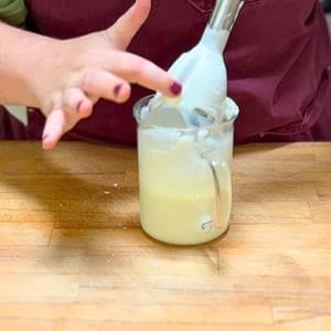 testing thickness of cold foam with finger